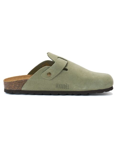 Zuecos Noé de piel aterciopelada verde