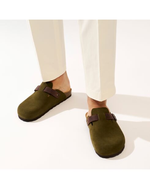 Sabots en Velours de Cuir Noé vertes