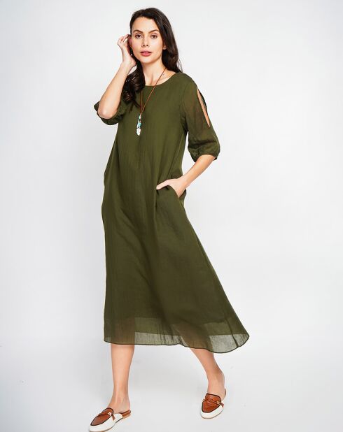 Robe 100% Lin Julia kaki claire