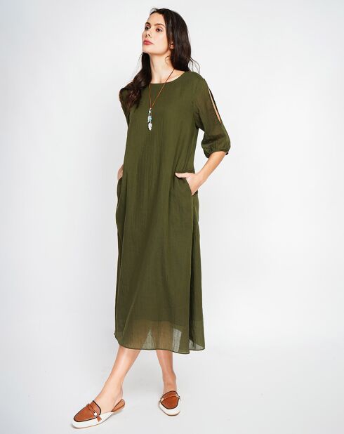 Robe 100% Lin Julia kaki claire