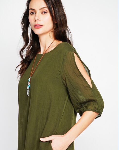 Robe 100% Lin Julia kaki claire