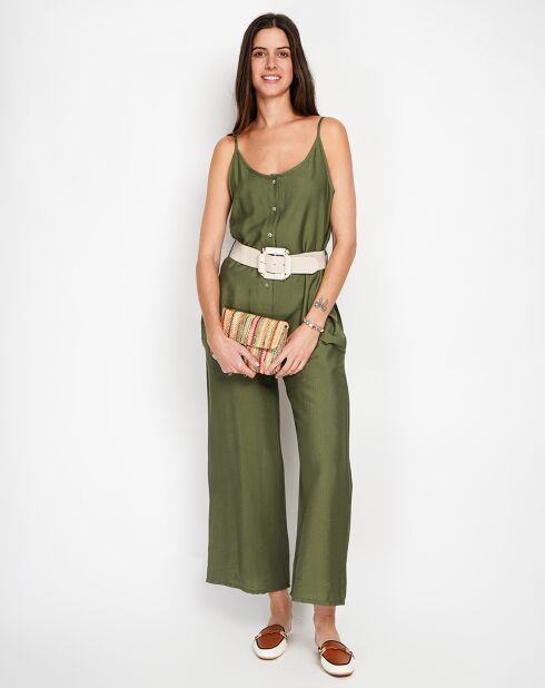 Salopette en Lin mélangé Sofia kaki