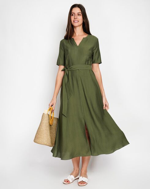 Robe en Lin mélangé Charlotte kaki