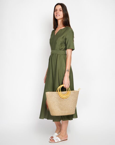 Robe en Lin mélangé Charlotte kaki