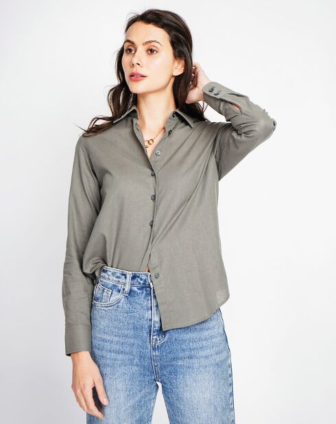 Chemise 100% Lin Maria kaki