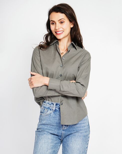 Chemise 100% Lin Maria kaki