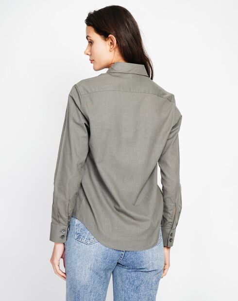 Chemise 100% Lin Maria kaki