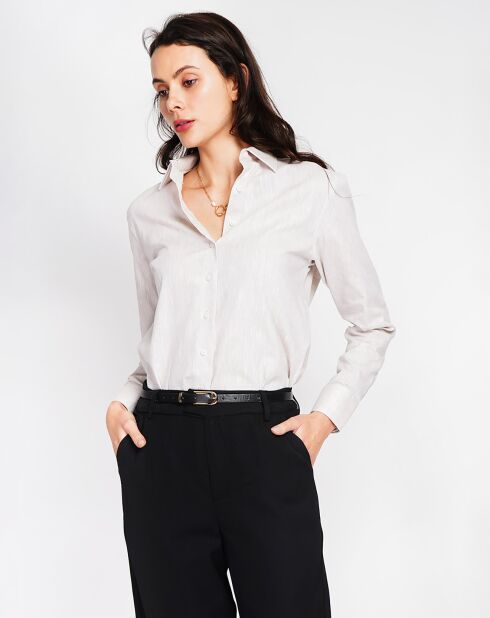 Maria beige hemd van 100% linnen