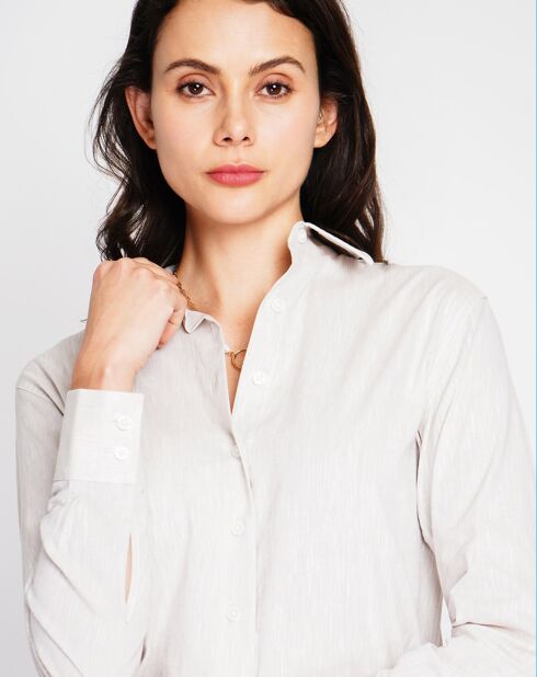 Maria beige hemd van 100% linnen