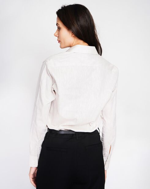 Maria beige hemd van 100% linnen