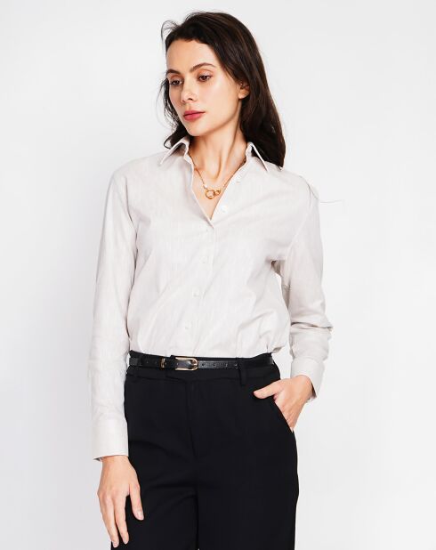 Maria beige hemd van 100% linnen