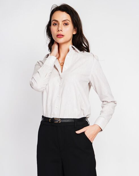 Maria beige hemd van 100% linnen