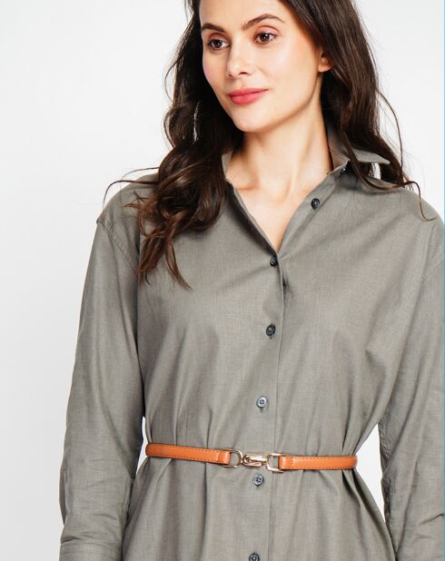 Robe 100% Lin Camille kaki