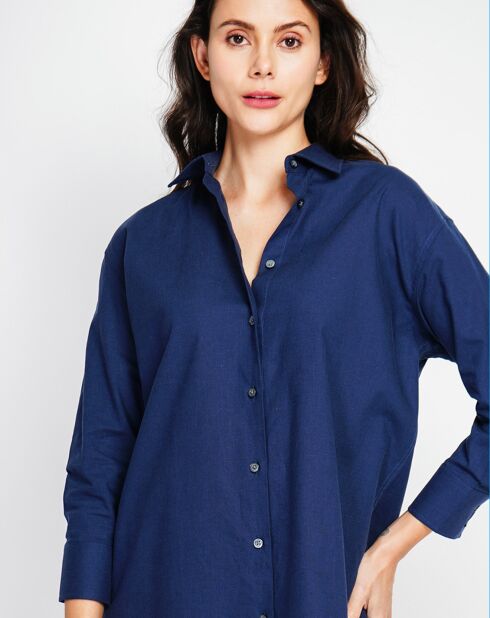 Robe 100% Lin Camille marine