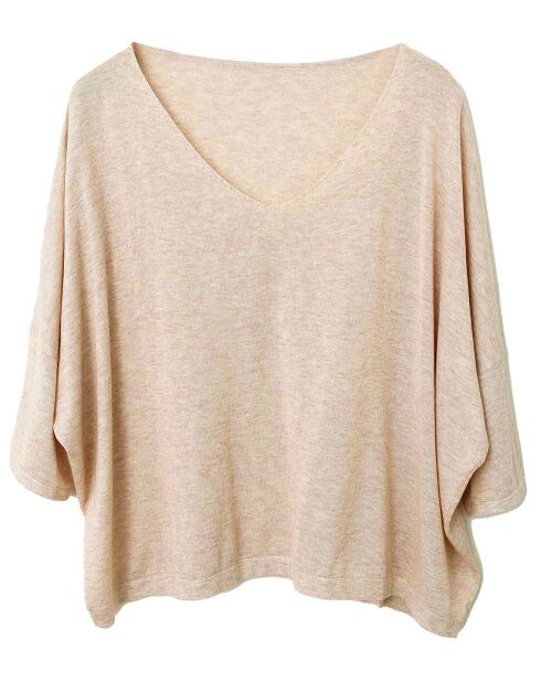 Pullover beige in cotone e cashmere