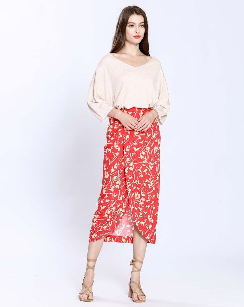 Maglione in cotone e cashmere rosa scuro