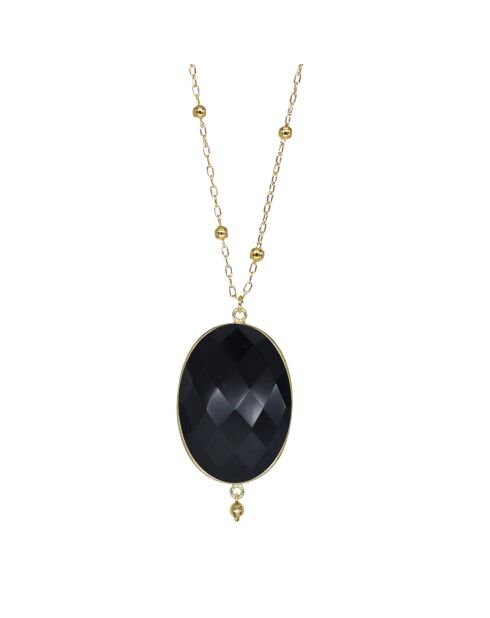 Sautoir Garance doré/onyx noir