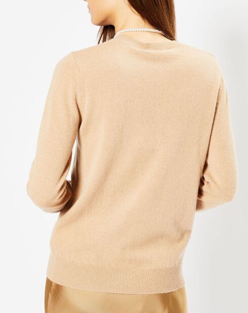 Pull 100% Cachemire Focon col V beige