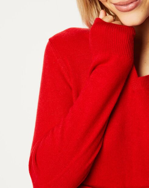 Pull 100% Cachemire Focon col V rouge
