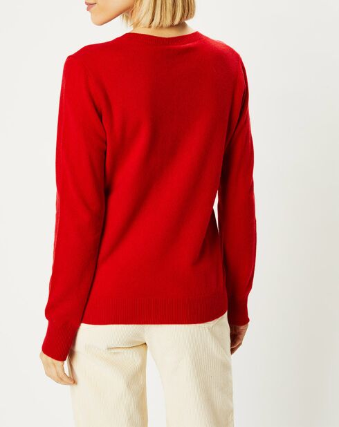 Pull 100% Cachemire Focon col V rouge