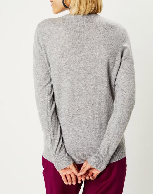 Pull 100% Cachemire Fabri col rond gris clair