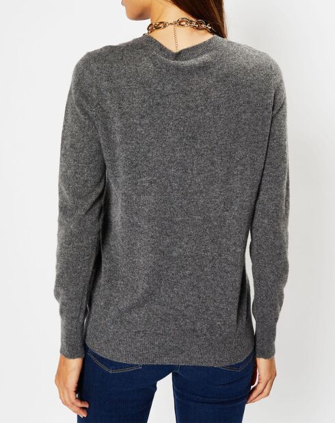 Pull 100% Cachemire Fabri col rond gris foncé