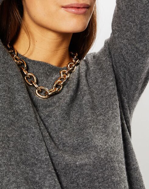Pull 100% Cachemire Fabri col rond gris foncé