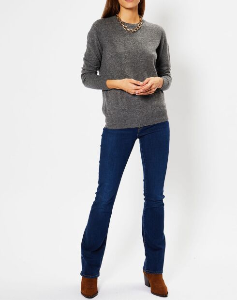 Pull 100% Cachemire Fabri col rond gris foncé