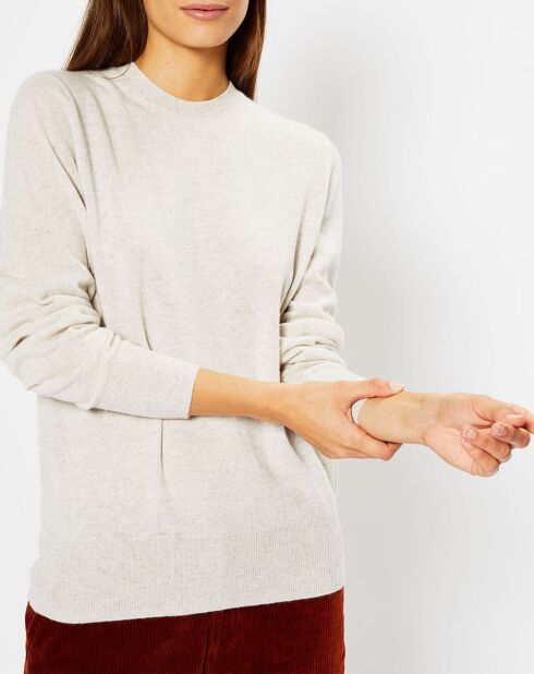 Pull 100% Cachemire Fabri col rond gris clair