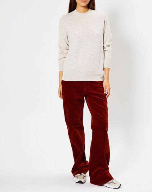 Pull 100% Cachemire Fabri col rond gris clair