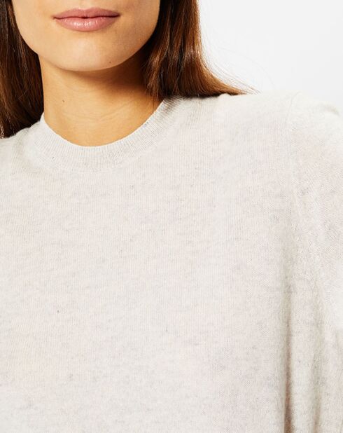 Pull 100% Cachemire Fabri col rond gris clair