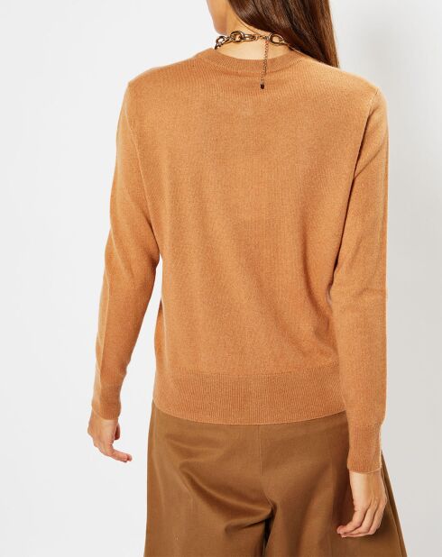 Cardigan 100% Cachemire Facao col rond camel