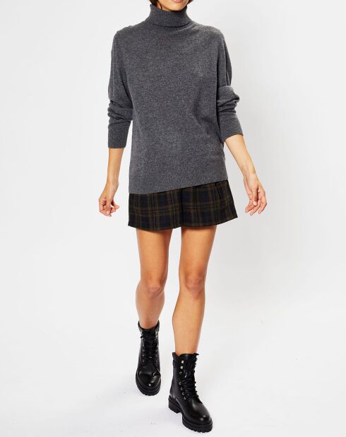 Pull 100% Cachemire Fobra col roulé gris moyen