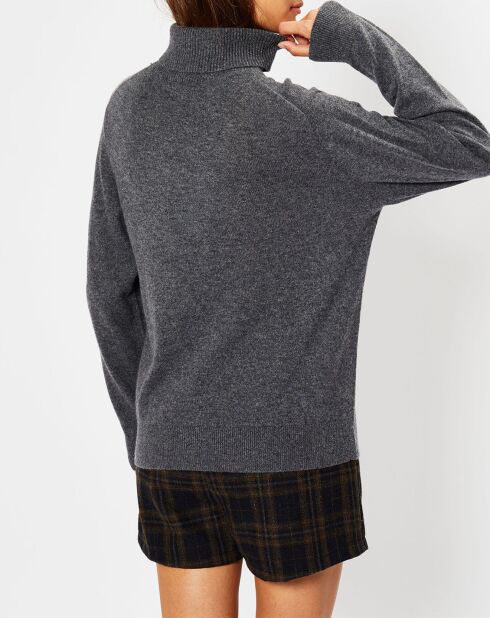 Pull 100% Cachemire Fobra col roulé gris moyen