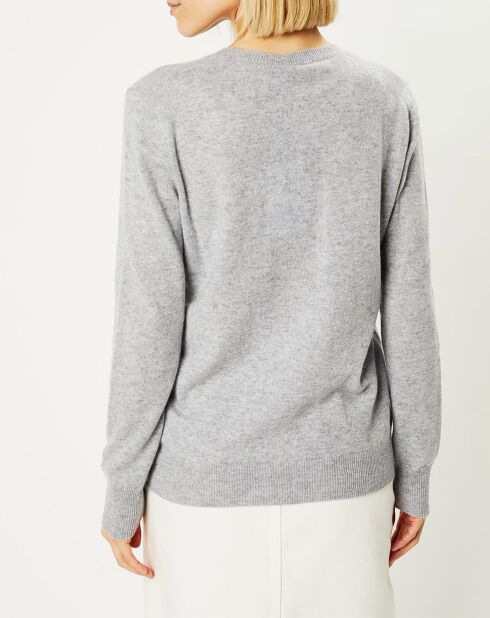 Pull 100% Cachemire Chou col V gris clair