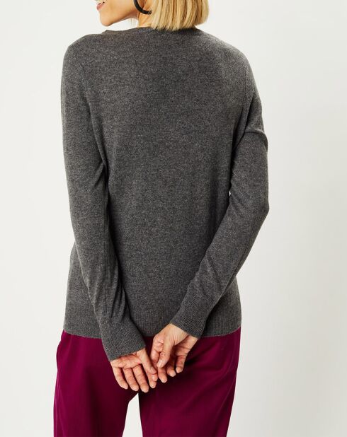 Pull 100% Cachemire Nocon col V gris foncé