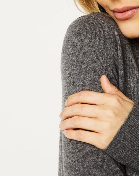Pull 100% Cachemire Nocon col V gris foncé