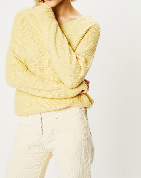 Pull en Cachemire & Alpaga Nala col V jaune