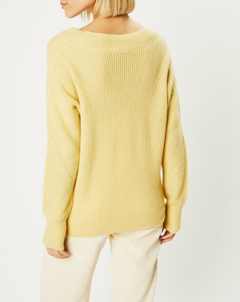 Pull en Cachemire & Alpaga Nala col V jaune