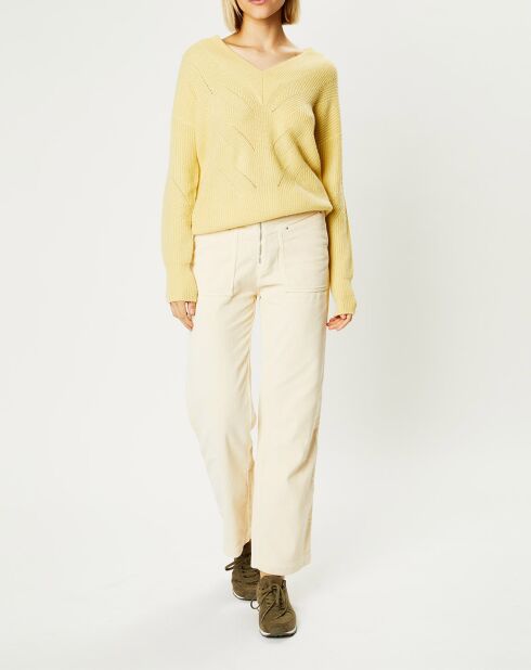Pull en Cachemire & Alpaga Nala col V jaune