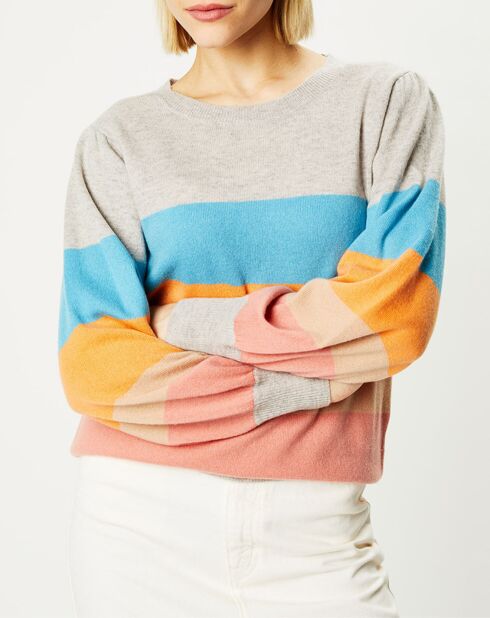 Pull en Laine & Cachemire Yumi col rond multicolore