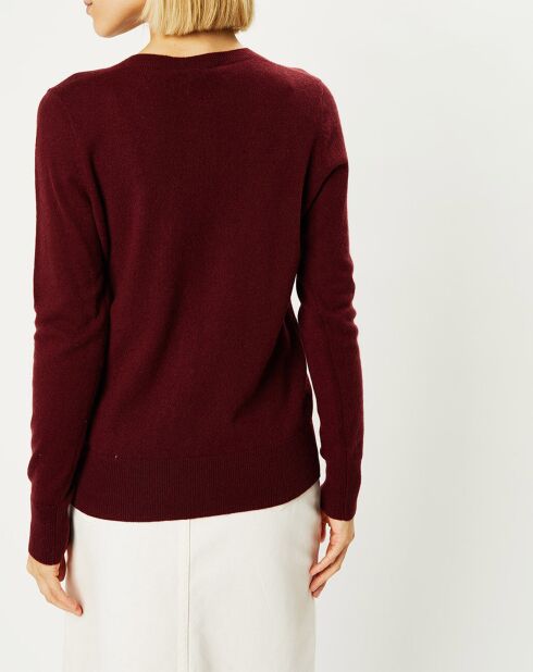 Pull 100% Cachemire Yocon col V rouge foncé