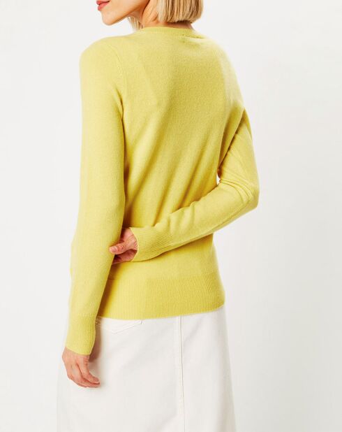 Pull 100% Cachemire Yocon col V jaune