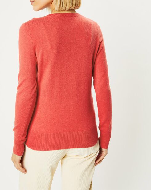 Pull 100% Cachemire Yocon col V rouge rosé