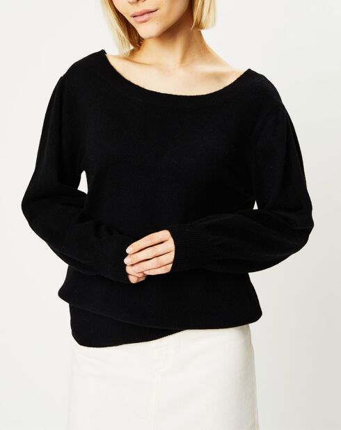 Pull 100% Cachemire Yoshi noeud au dos  col bateau noir