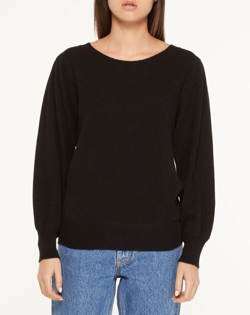 Pull 100% Cachemire Yoshi noeud au dos  col bateau noir
