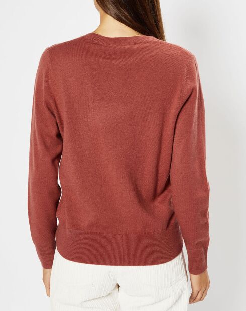 Pull 100% Cachemire Zocon col V bois de rose