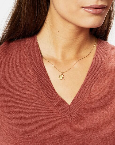 Pull 100% Cachemire Zocon col V bois de rose