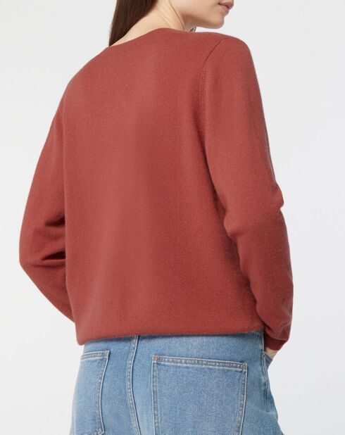 Pull 100% Cachemire Zocon col V bois de rose