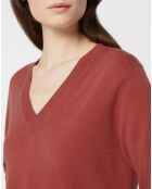 Pull 100% Cachemire Zocon col V bois de rose